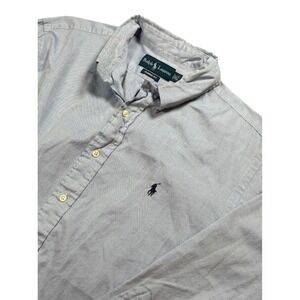 Vintage Ralph Lauren Classic Fit Oxford Button Down Shirt Blue Mens Size 16 1/2